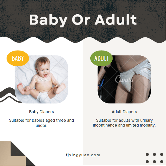 Fraldas para bebês e fraldas para adultos